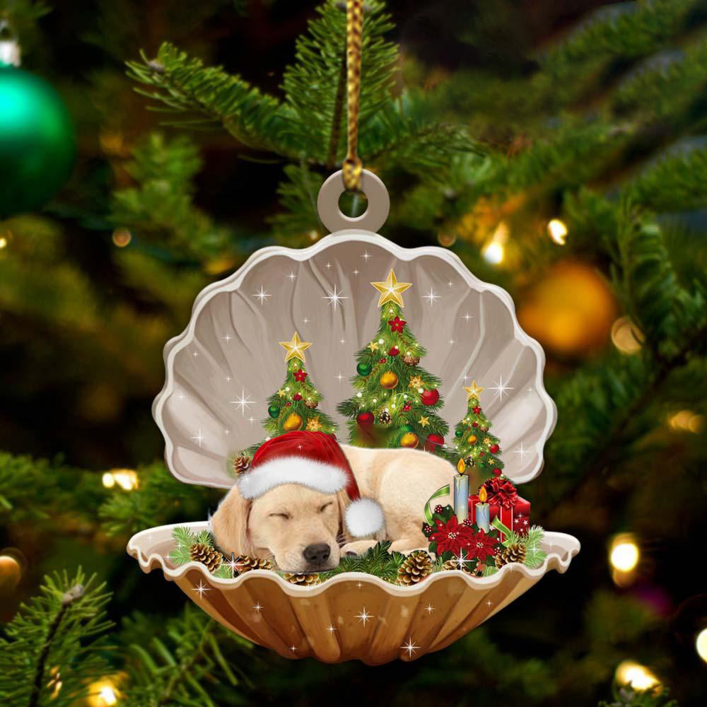Labrador Retriever3  Sleeping in Pearl Dog Christmas Ornament Flat Acrylic