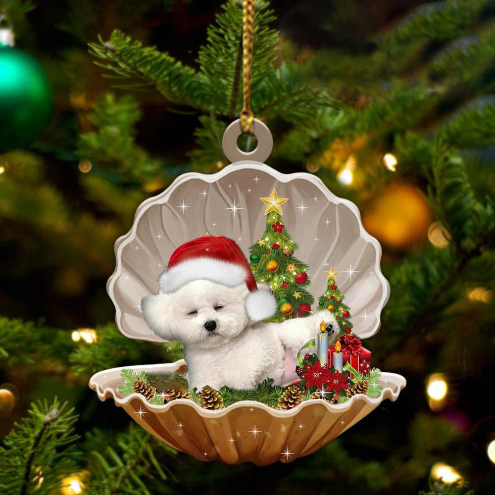Bichon Frise  Sleeping in Pearl Dog Christmas Ornament Flat Acrylic
