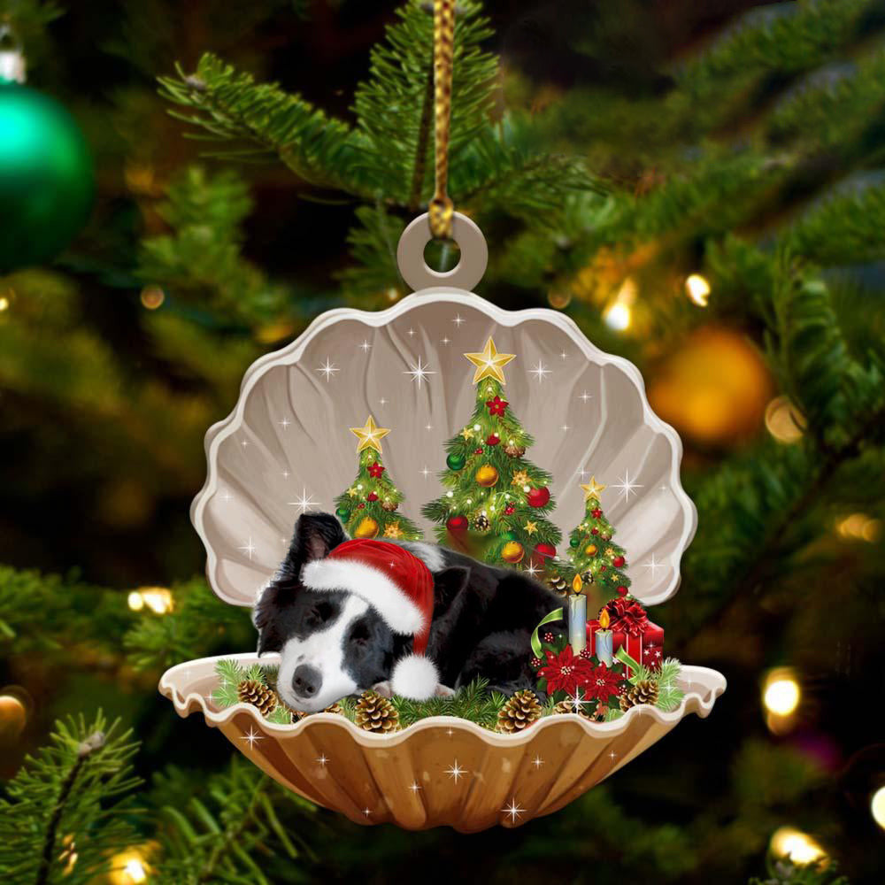 Border Collie  Sleeping in Pearl Dog Christmas Ornament Flat Acrylic