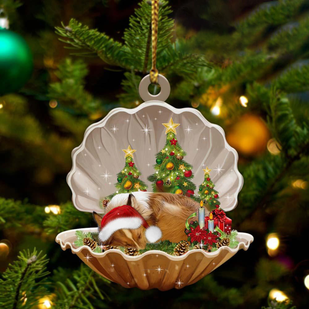 Sheltie3  Sleeping in Pearl Dog Christmas Ornament Flat Acrylic