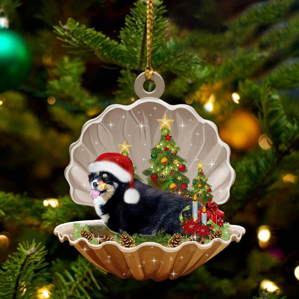 Corgi2  Sleeping in Pearl Dog Christmas Ornament Flat Acrylic