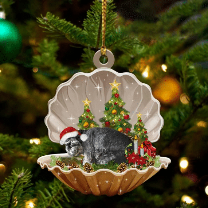 Standard Schnauzer  Sleeping in Pearl Dog Christmas Ornament Flat Acrylic