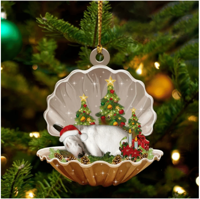 Bull Terrier  Sleeping in Pearl Dog Christmas Ornament Flat Acrylic