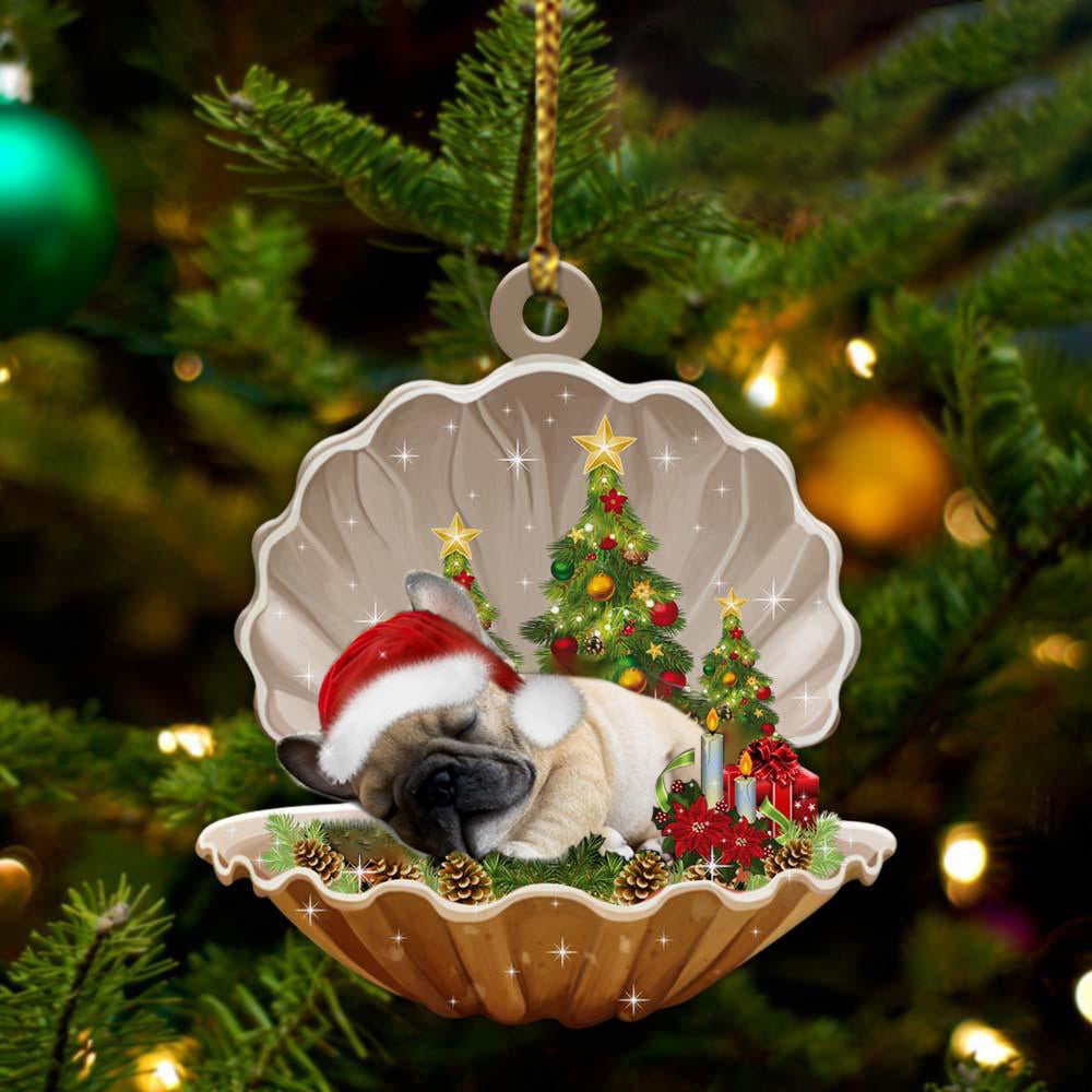 French Bulldog  Sleeping in Pearl Dog Christmas Ornament Flat Acrylic