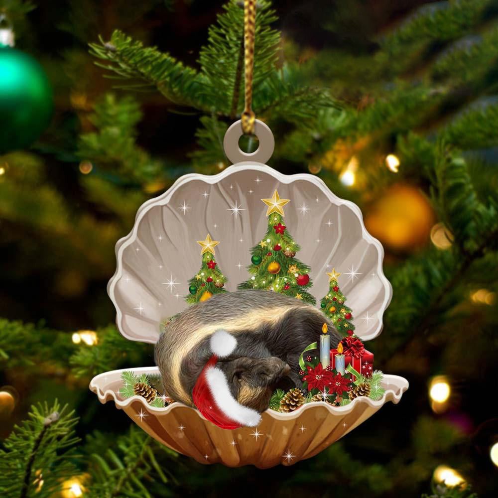 Honey Badger3  Sleeping in Pearl Dog Christmas Ornament Flat Acrylic