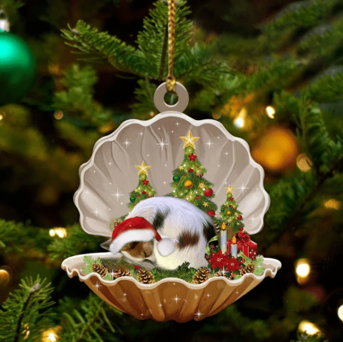 Papillon  Sleeping in Pearl Dog Christmas Ornament Flat Acrylic