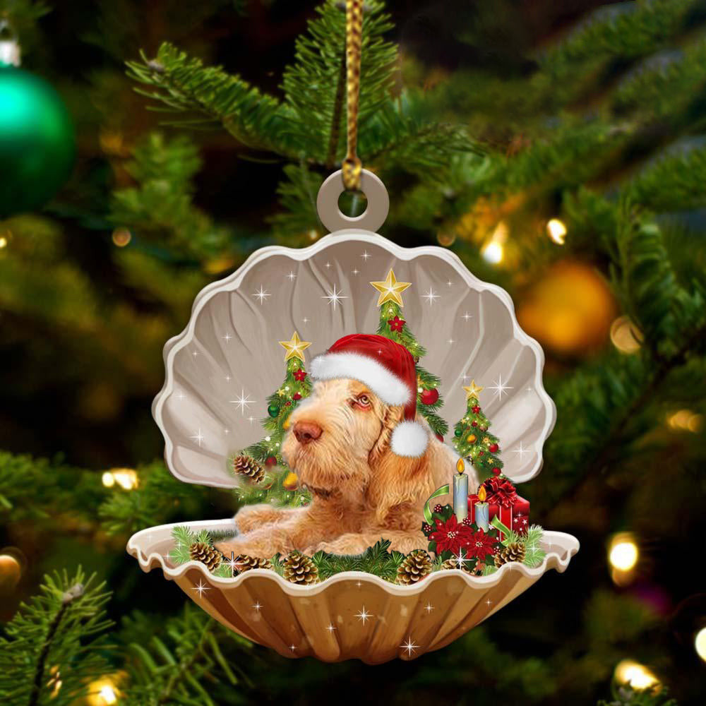 Italian Spinone4  Sleeping in Pearl Dog Christmas Ornament Flat Acrylic