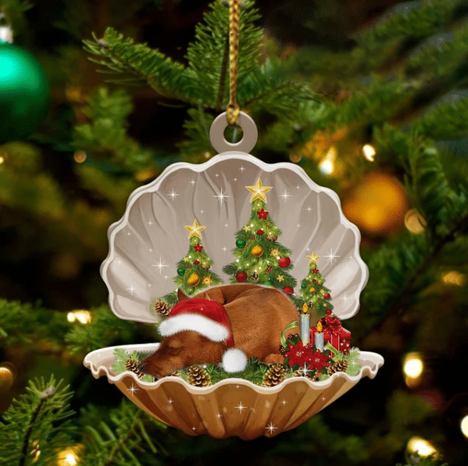 Miniature Pinscher3  Sleeping in Pearl Dog Christmas Ornament Flat Acrylic