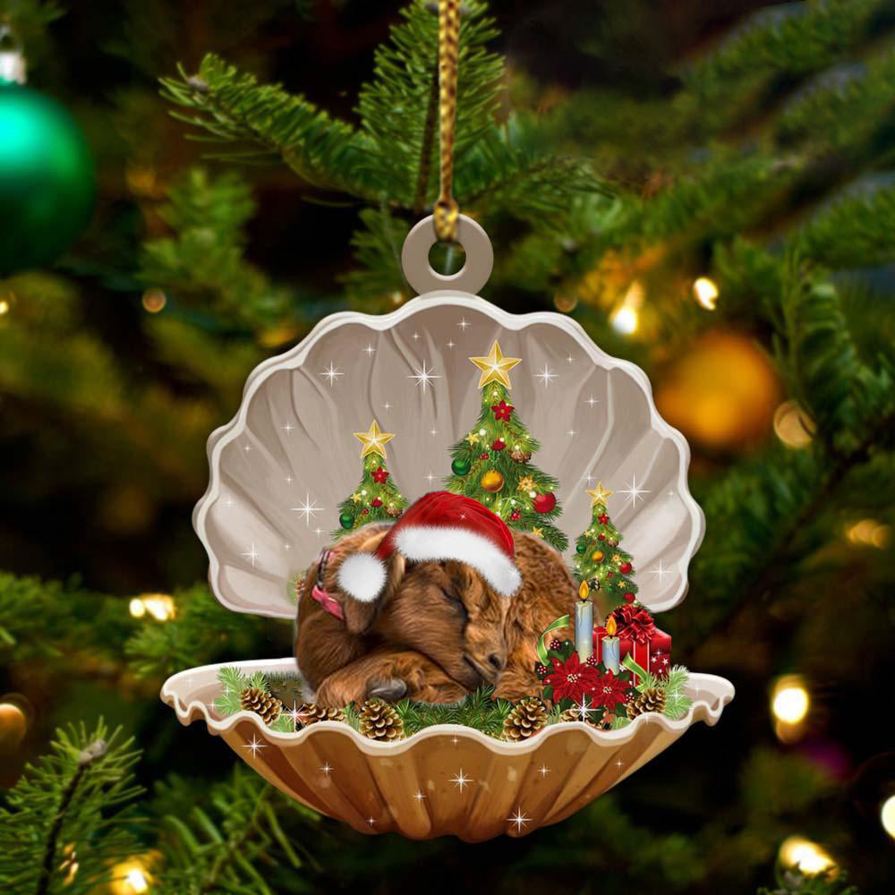 Goat3  Sleeping in Pearl Dog Christmas Ornament Flat Acrylic