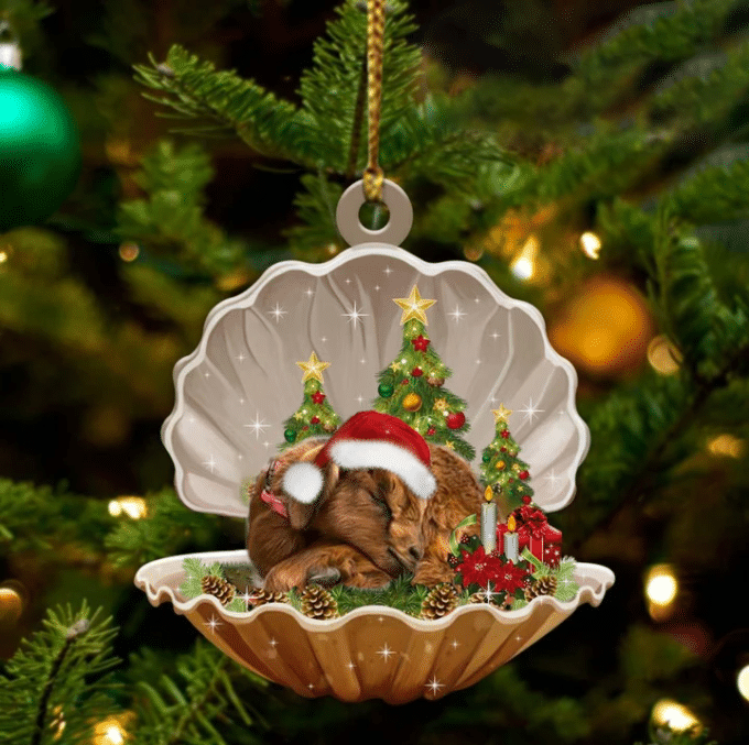Goat3  Sleeping in Pearl Dog Christmas Ornament Flat Acrylic