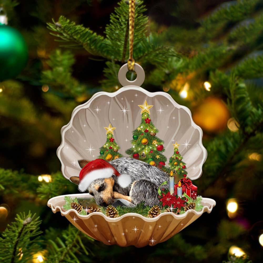 Heeler  Sleeping in Pearl Dog Christmas Ornament Flat Acrylic