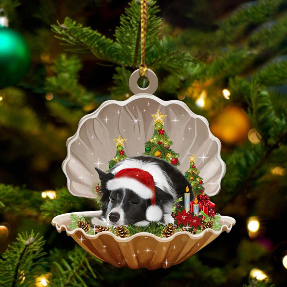 Border Collie3  Sleeping in Pearl Dog Christmas Ornament Flat Acrylic