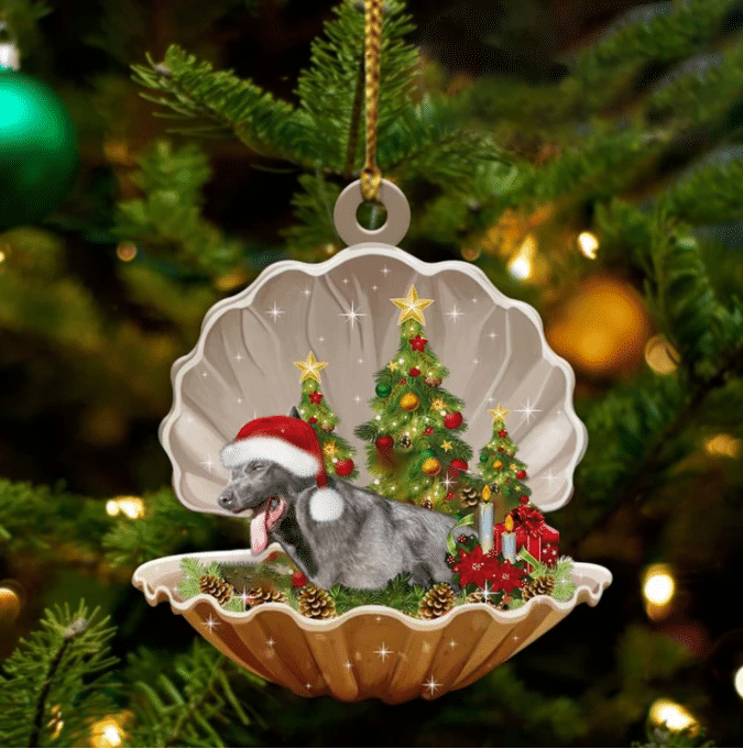 Blue German Shepherd  Sleeping in Pearl Dog Christmas Ornament Flat Acrylic
