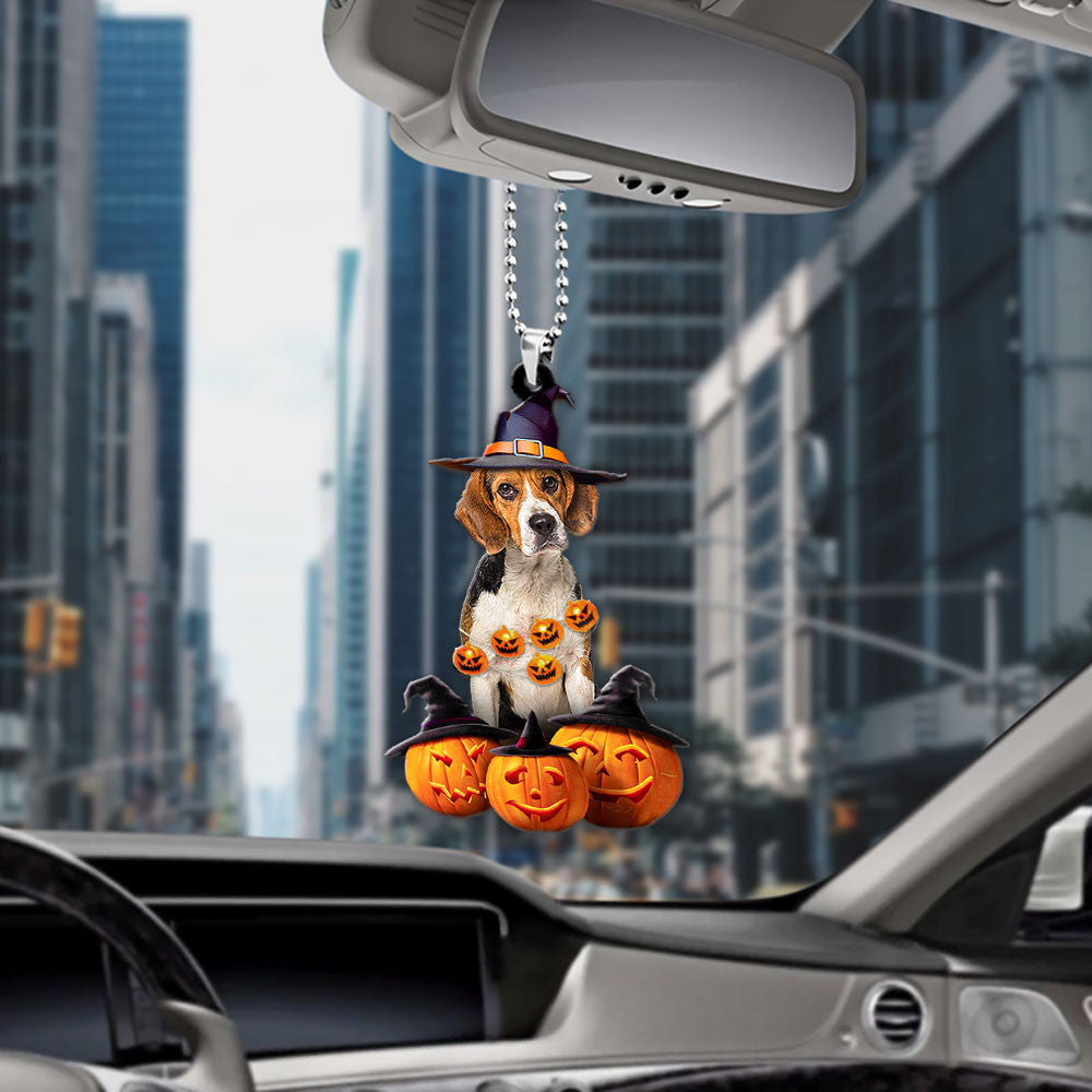Beagle Dog Halloween Pumpkin Scary Car Ornament