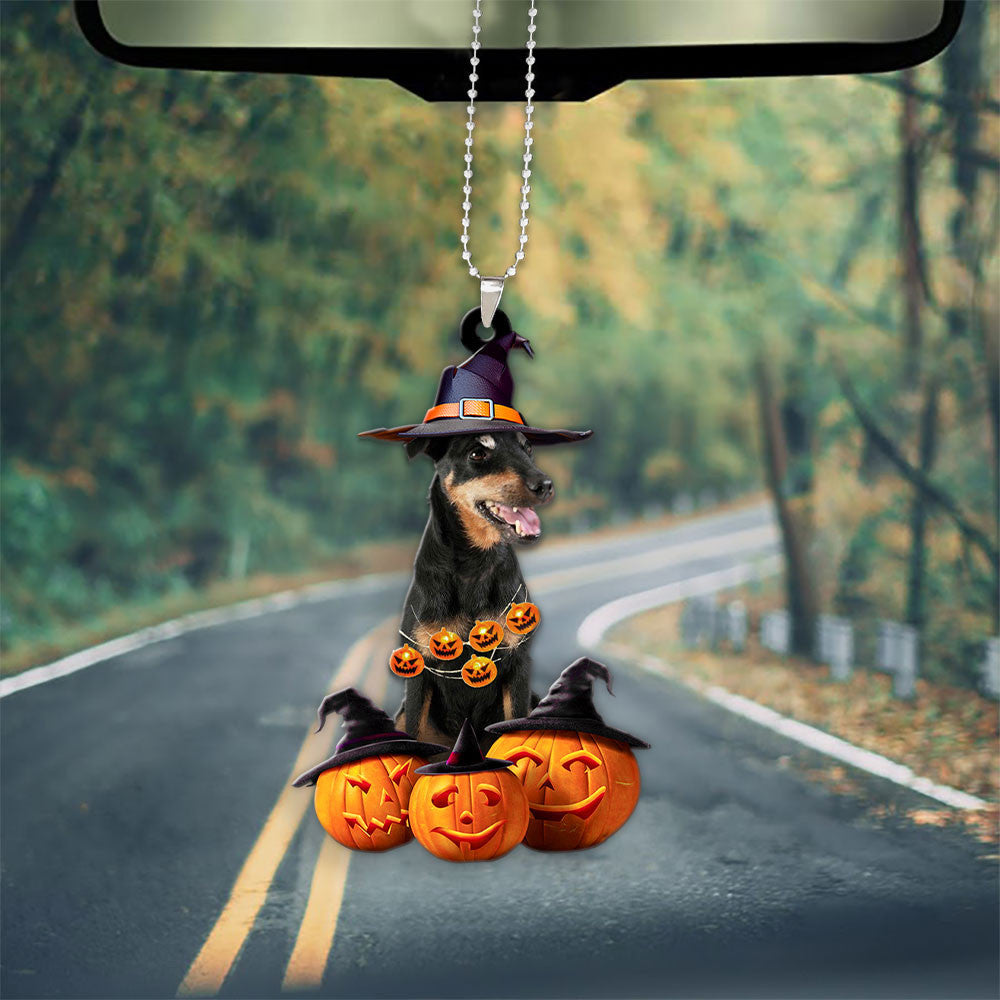 Jagdterrier Dog Halloween Pumpkin Scary Car Ornament