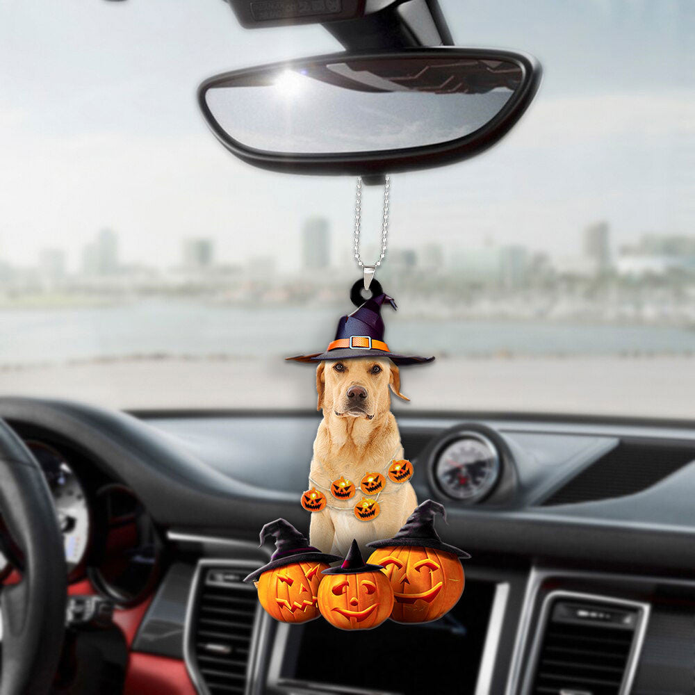 Labrador Retriever Halloween Pumpkin Scary Car Ornament