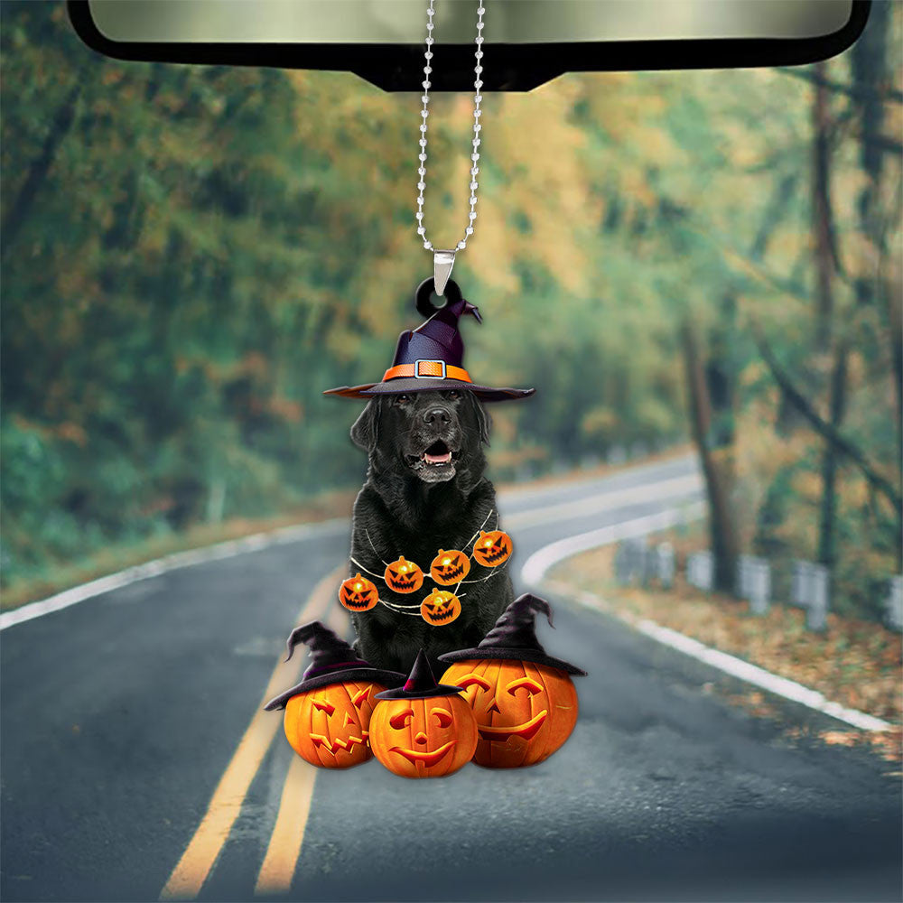 Labrador Retriever (Black) Halloween Pumpkin Scary Car Ornament
