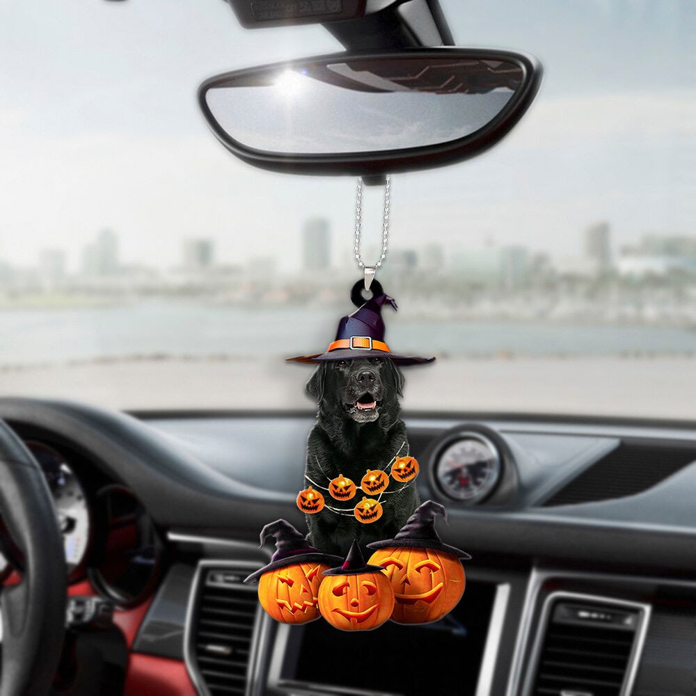 Labrador Retriever (Black) Halloween Pumpkin Scary Car Ornament