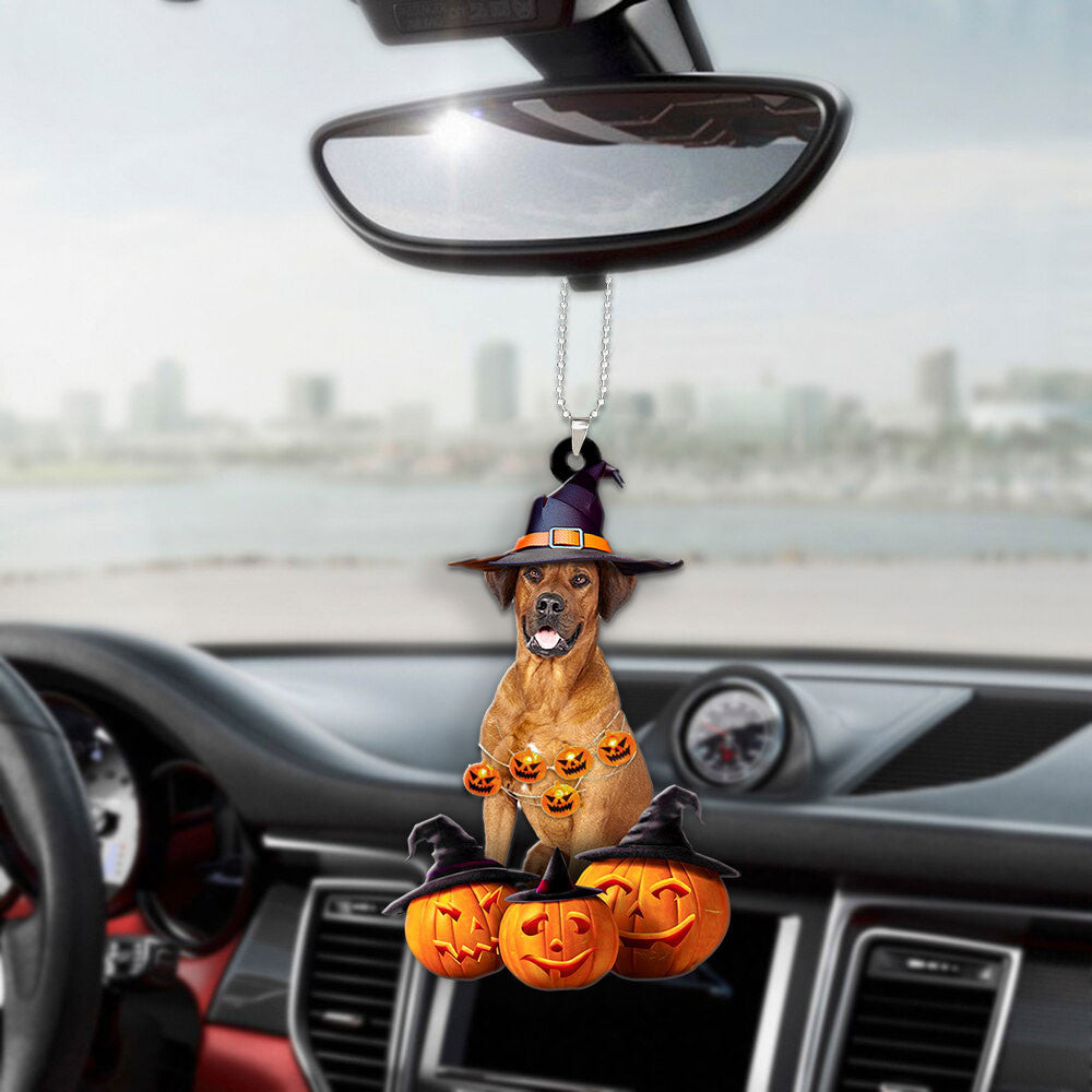 Rhodesian Ridgeback Halloween Pumpkin Scary Car Ornament