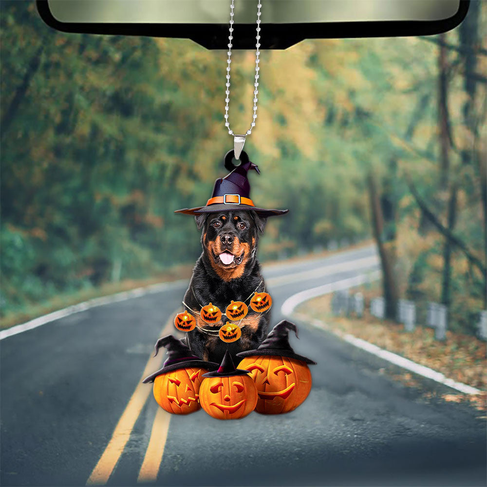 Rottweiler Halloween Pumpkin Scary Car Ornament