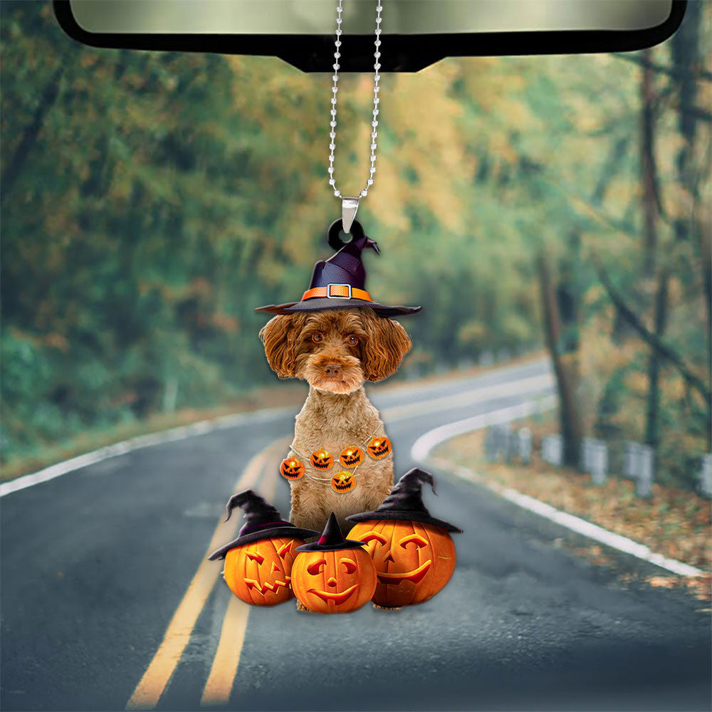 Schnoodle Halloween Pumpkin Scary Car Ornament
