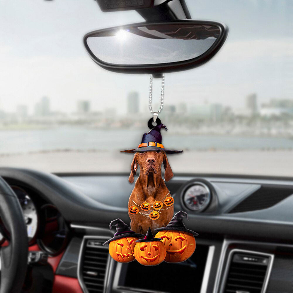 Vizsla Halloween Pumpkin Scary Car Ornament