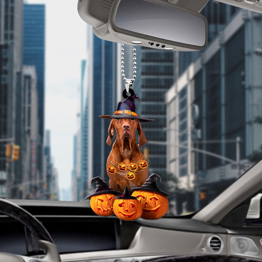 Vizsla Halloween Pumpkin Scary Car Ornament