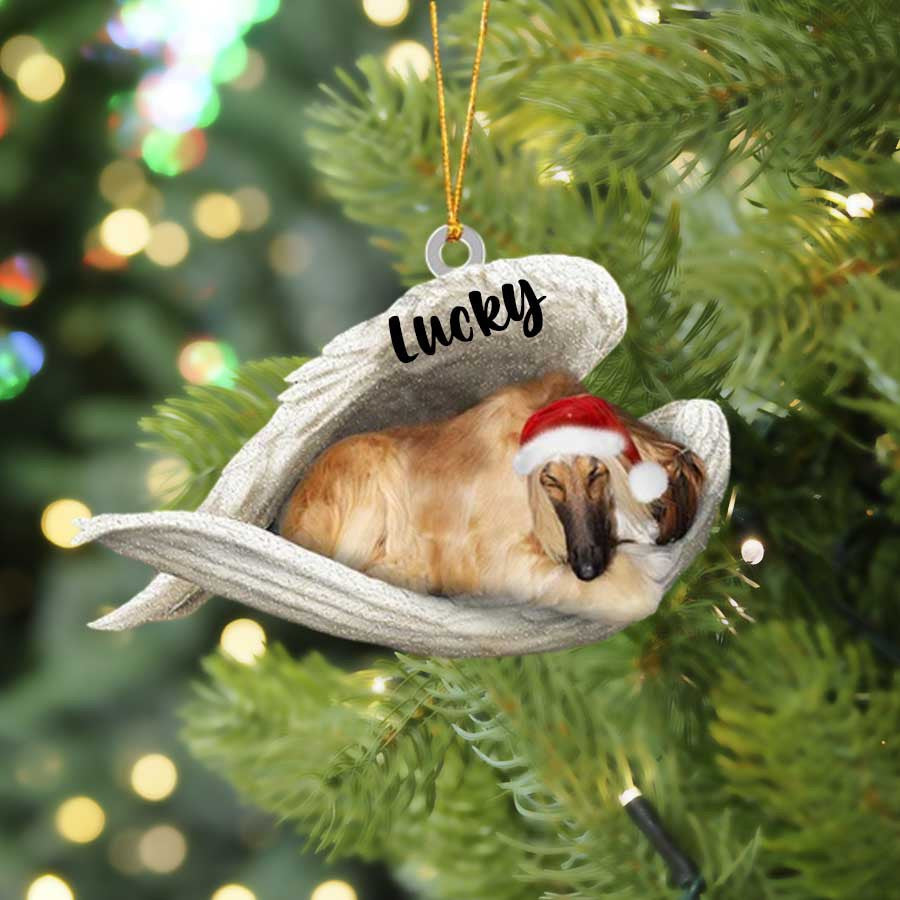 Afghan Hound Sleeping Angel Christmas Flat Acrylic Dog Ornament Memorial Dog Gift