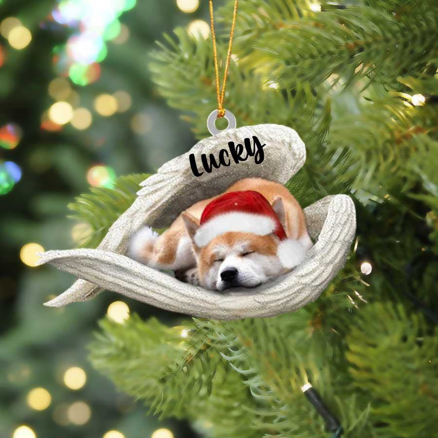 Akita Inu Sleeping Angel Christmas Flat Acrylic Dog Ornament Memorial Dog Gift