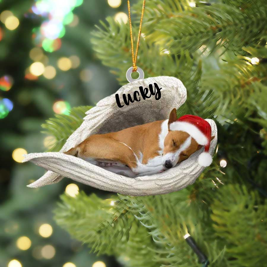 Basenji Sleeping Angel Christmas Flat Acrylic Dog Ornament Memorial Dog Gift