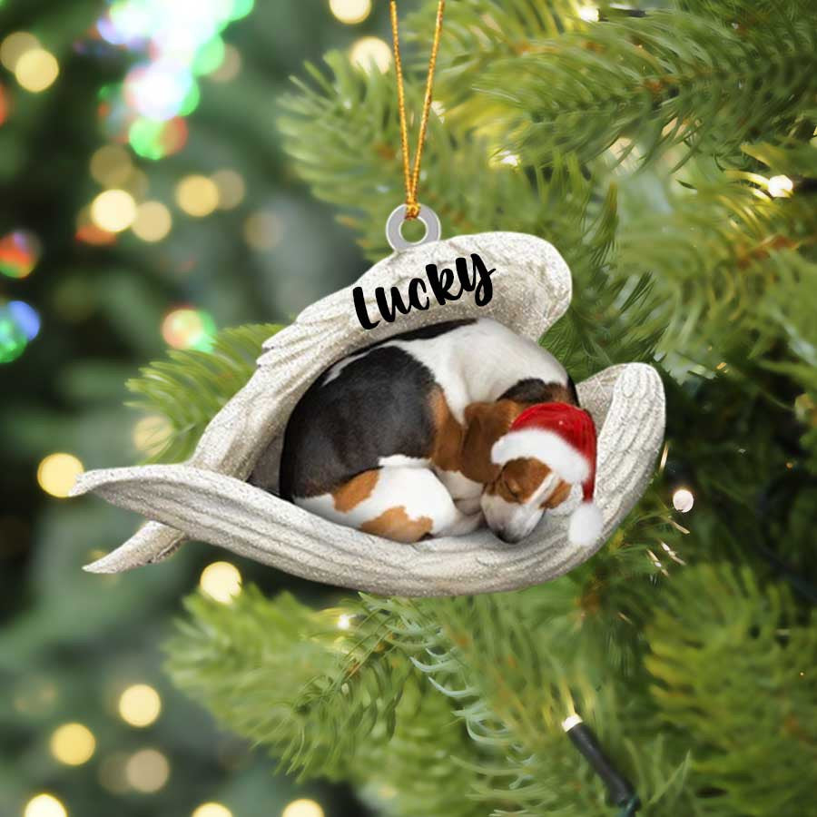 Beagle Sleeping Angel Christmas Flat Acrylic Dog Ornament Memorial Dog Gift