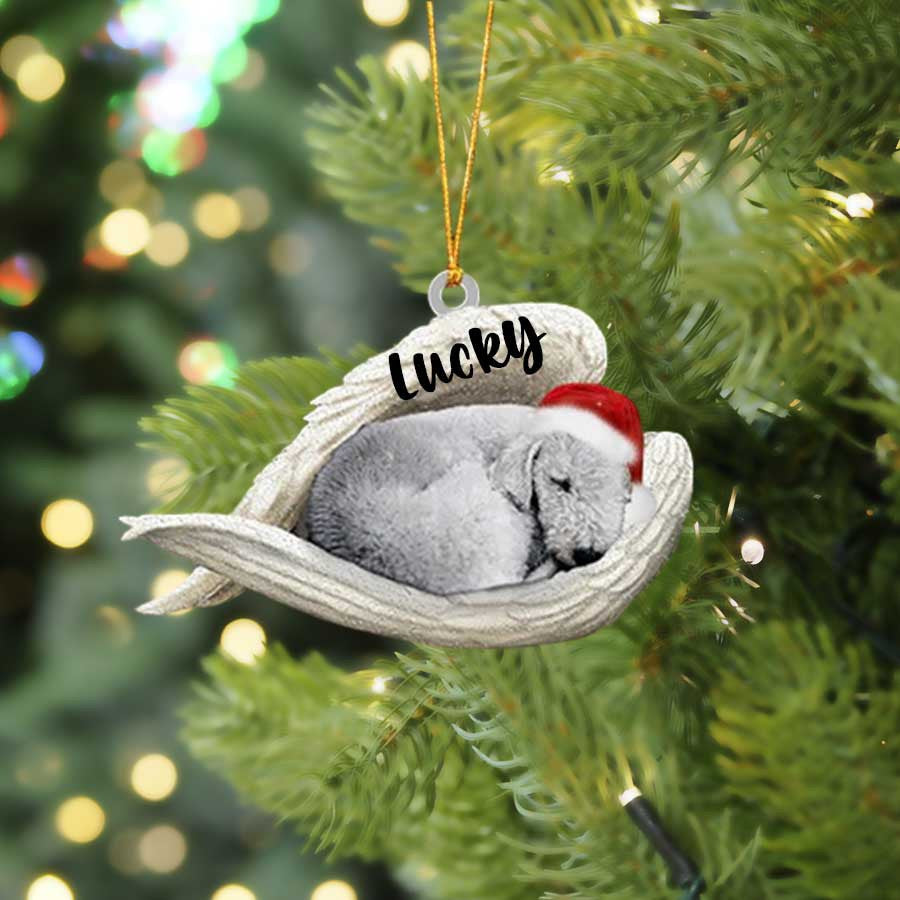Bedlington Terrier Sleeping Angel Christmas Flat Acrylic Dog Ornament Memorial Dog Gift