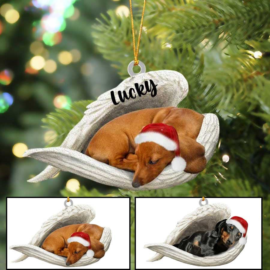 Dachshund Sleeping Angel Christmas Flat Acrylic Dog Ornament Memorial Dog Gift