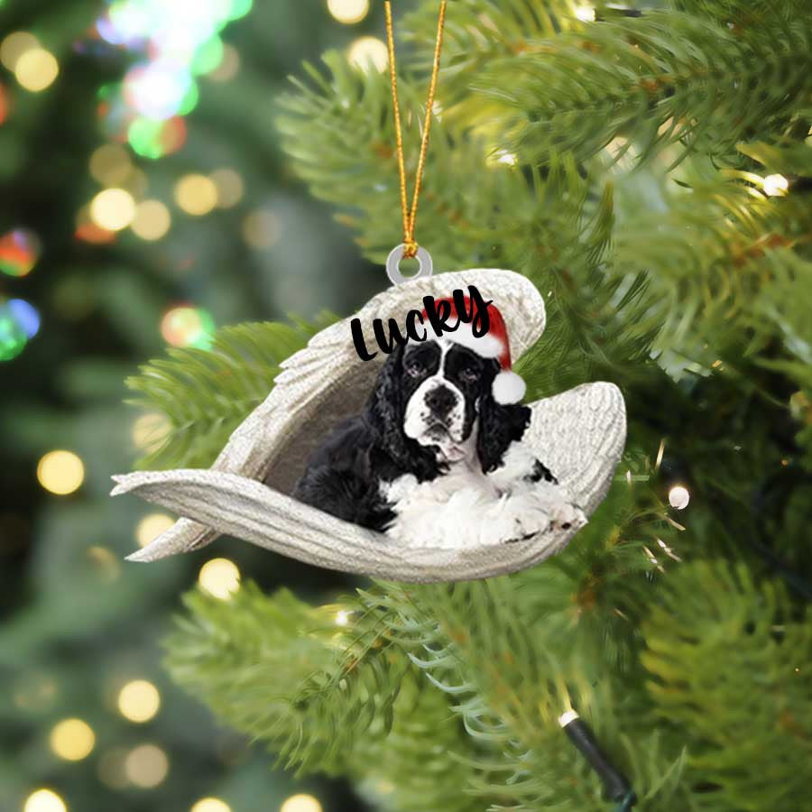 Custom Cocker Spaniel Sleeping Angel Christmas Flat Acrylic Dog Ornament Memorial Dog Gift