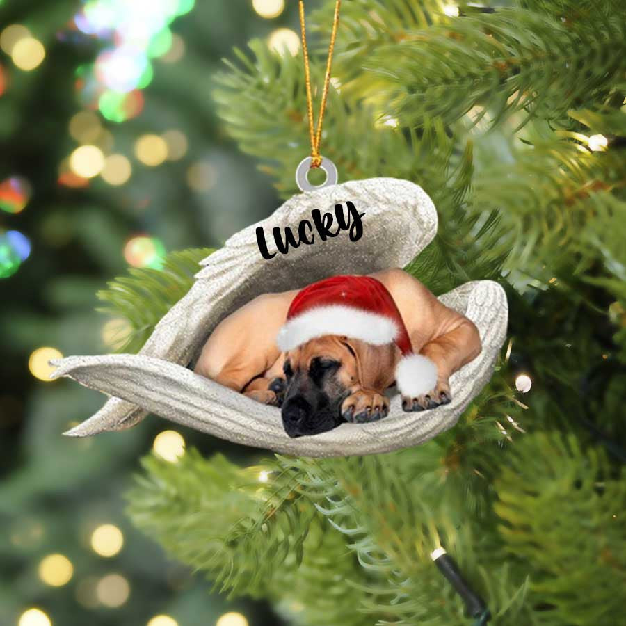 Custom Fawn Great Dane Sleeping Angel Christmas Flat Acrylic Dog Ornament Memorial Dog Gift