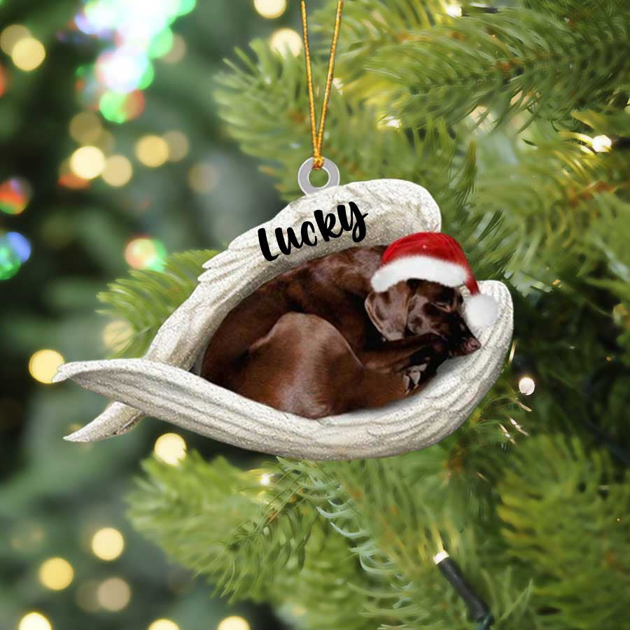 Custom Labrador Retriever Sleeping Angel Christmas Flat Acrylic Dog Ornament Memorial Dog Gift