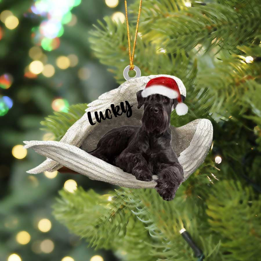 Personalized Standard Schnauzer Sleeping Angel Christmas Flat Acrylic Dog Ornament Memorial Dog Gift