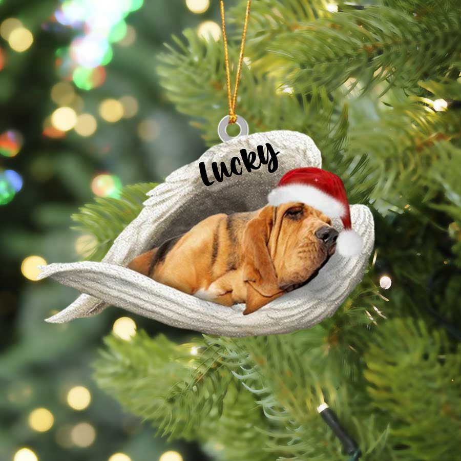 Bloodhound Sleeping Angel Christmas Flat Acrylic Dog Ornament Memorial Dog Gift