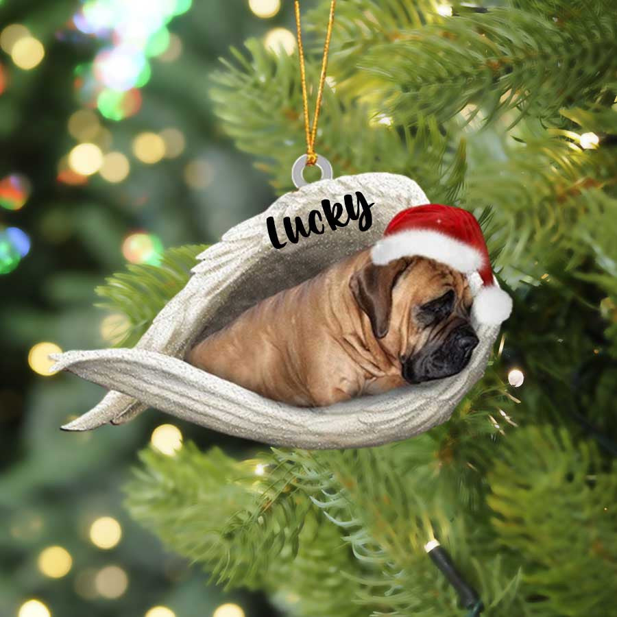 Personalized Boerboel Sleeping Angel Christmas Flat Acrylic Dog Ornament Memorial Dog Gift