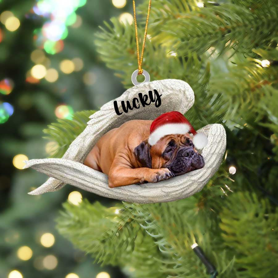 Personalized Bull Mastiff Sleeping Angel Christmas Flat Acrylic Dog Ornament Memorial Dog Gift