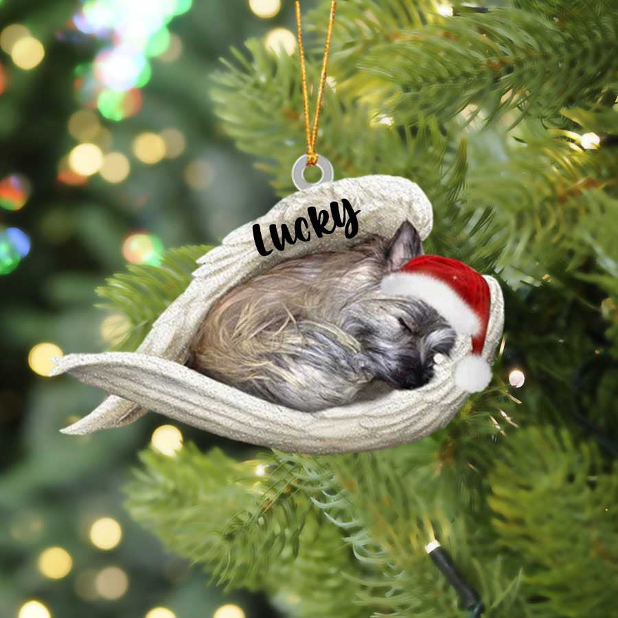 Personalized Cairn Terrier Sleeping Angel Christmas Flat Acrylic Dog Ornament Memorial Dog Gift