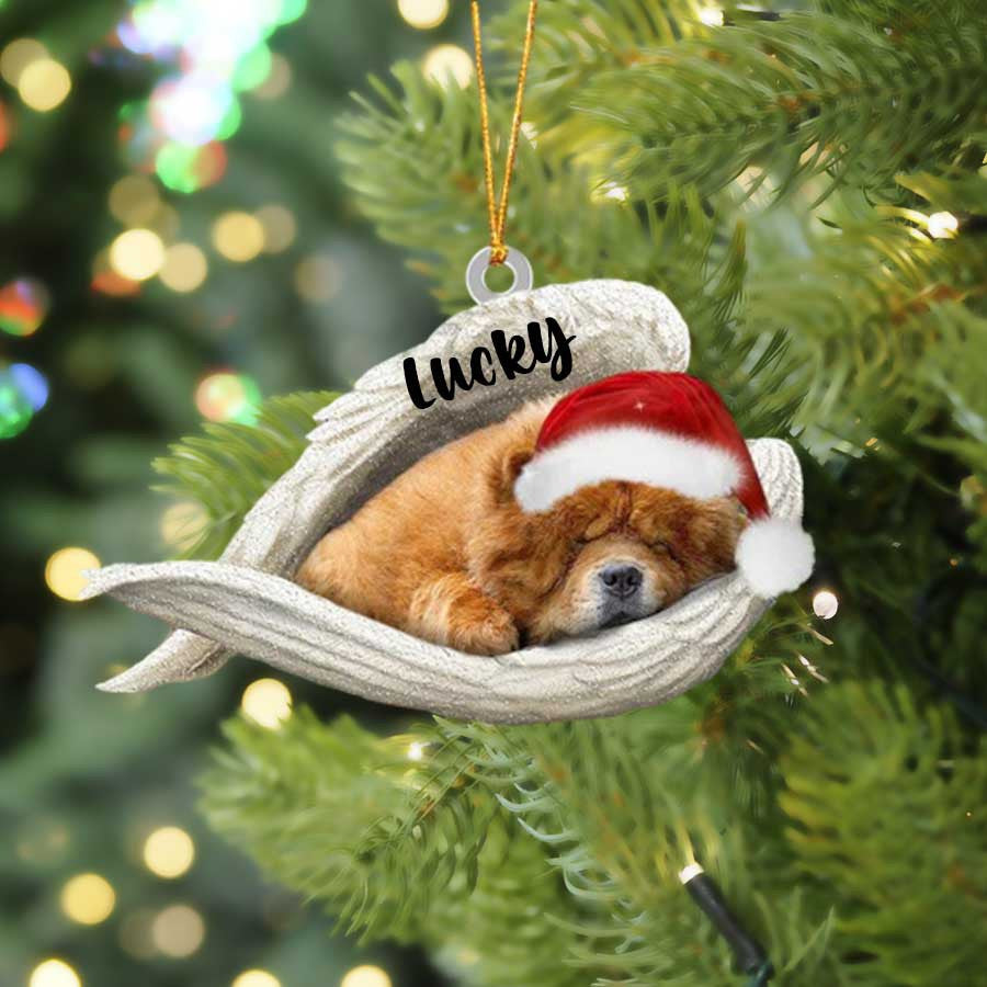 Personalized Chow Chow Sleeping Angel Christmas Flat Acrylic Dog Ornament Memorial Dog Gift