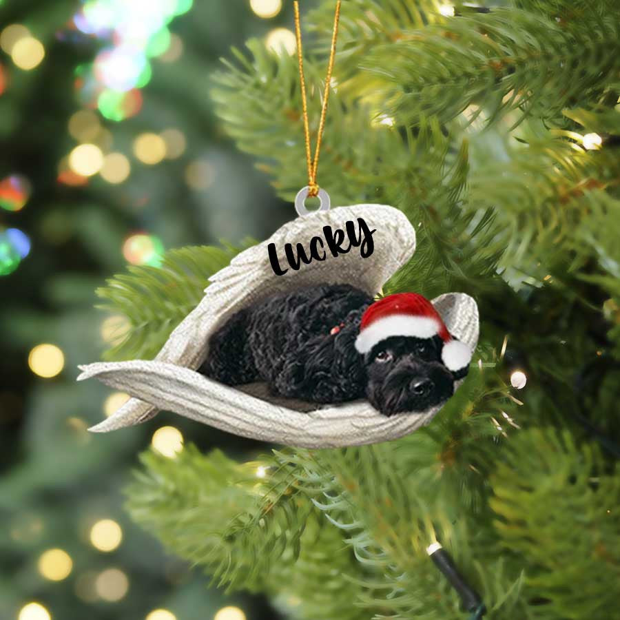 Personalized Cockapoo Sleeping Angel Christmas Flat Acrylic Dog Ornament Memorial Dog Gift