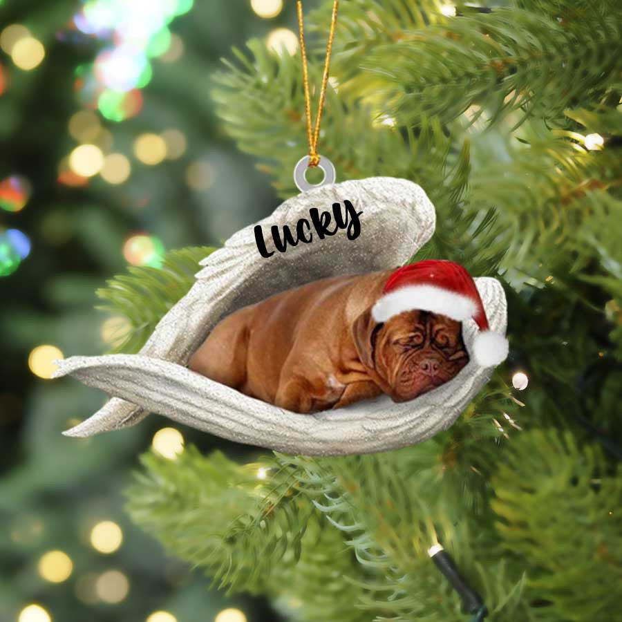 Personalized Dogue De Bordeaux Sleeping Angel Christmas Flat Acrylic Dog Ornament Memorial Dog Gift