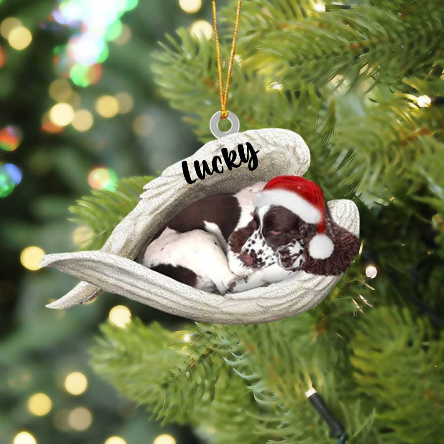 Personalized English Springer Spaniel Sleeping Angel Christmas Flat Acrylic Dog Ornament Memorial Dog Gift