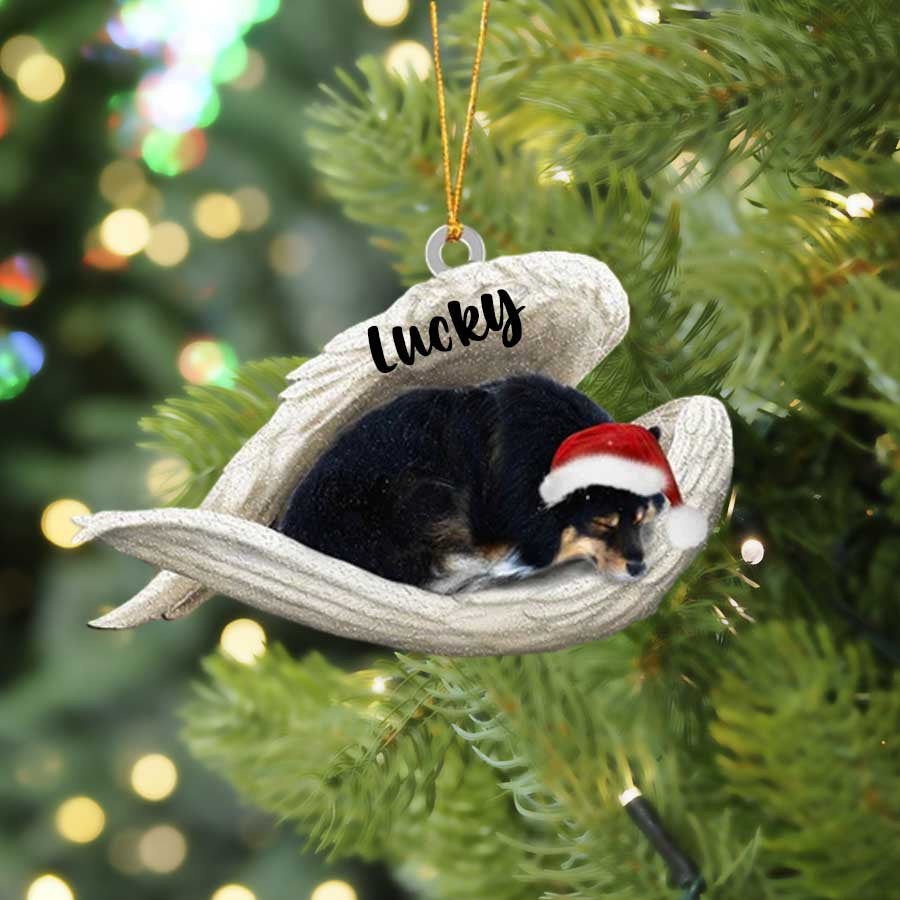 Personalized Finnish Lapphund Sleeping Angel Christmas Flat Acrylic Dog Ornament Memorial Dog Gift