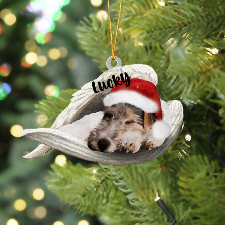 Personalized Fox Terrier Sleeping Angel Christmas Flat Acrylic Dog Ornament Memorial Dog Gift