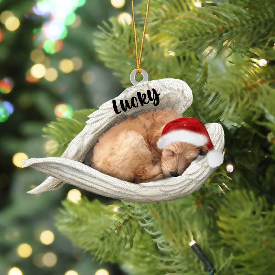 Personalized Goldendoodle Sleeping Angel Christmas Flat Acrylic Dog Ornament Memorial Dog Gift