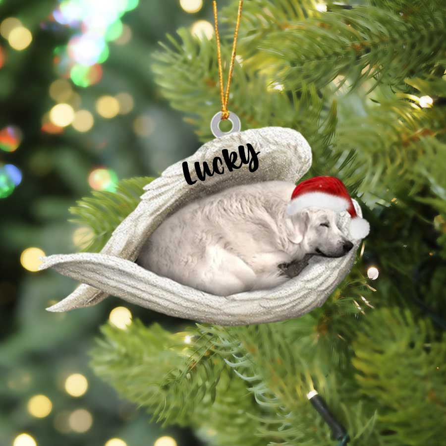 Personalized Great Pyrenees Sleeping Angel Christmas Flat Acrylic Dog Ornament Memorial Dog Gift
