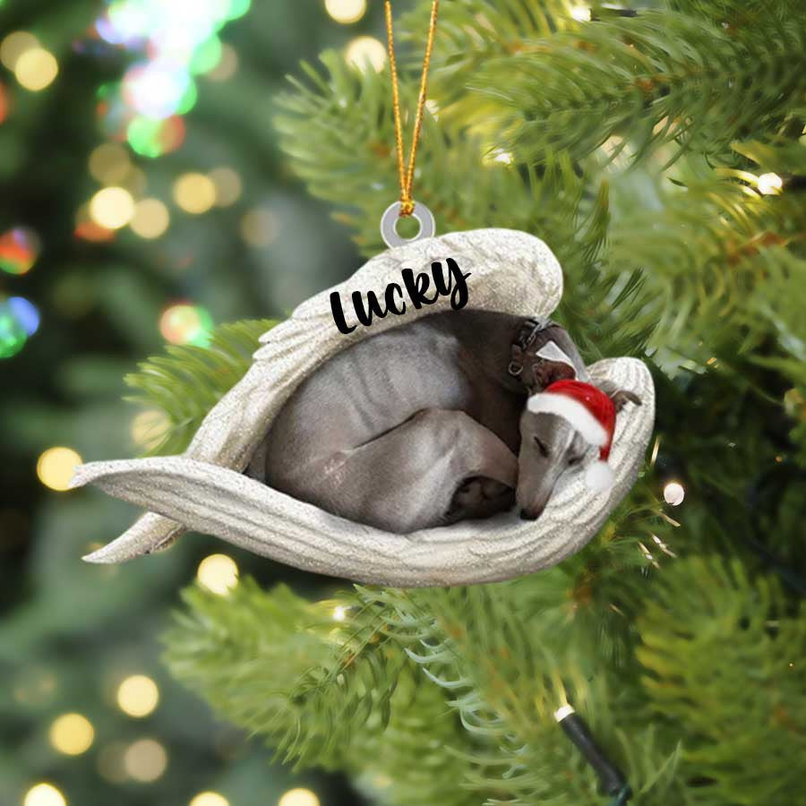 Personalized Greyhound Sleeping Angel Christmas Flat Acrylic Dog Ornament Memorial Dog Gift